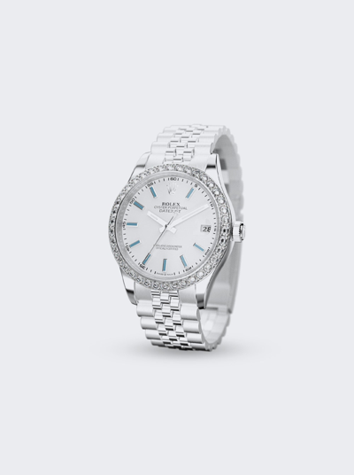 Shop Private Label London Rolex Datejust 41mm In White Dial