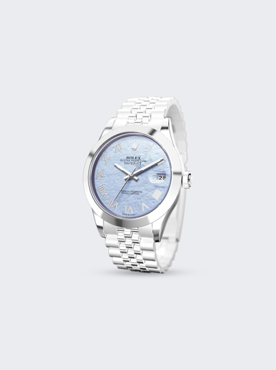 Shop Private Label London Rolex Datejust 41mm In Blue Mother Of Pearl Dial