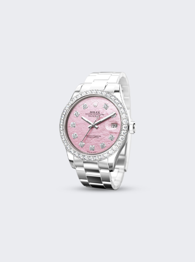Shop Private Label London Rolex Datejust 41mm In Pink Mother Of Pearl Dial
