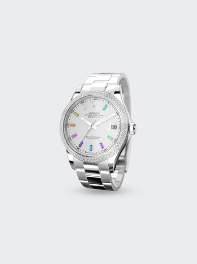 Shop Private Label London Rolex Datejust 36mm In Silvery White Dial