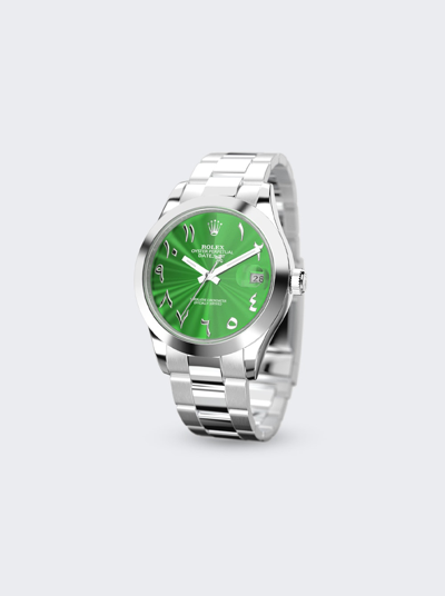 Shop Private Label London Rolex Datejust 36mm In Green Dial