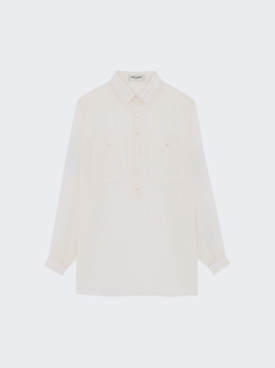 Shop Saint Laurent Long Sleeve Tunic Shirt In White