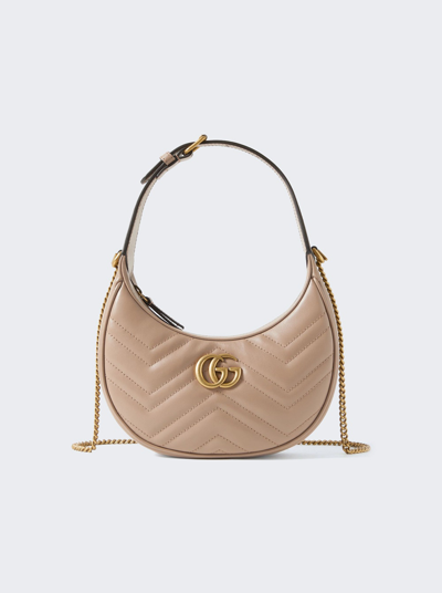Shop Gucci Gg Marmont Half-moon Shaped Mini Bag In Porcel Rose