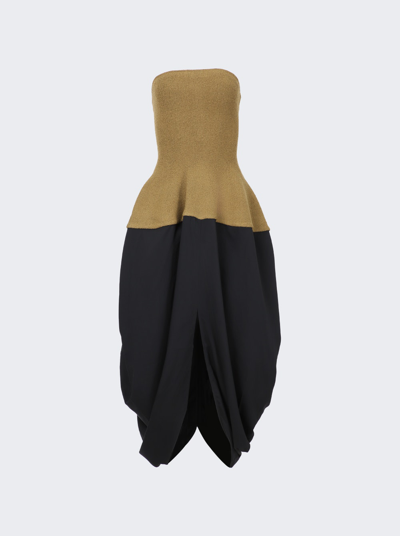 Shop Proenza Schouler Sculpted Silk Boucle Strapless Knit Dress In Fatigue Black