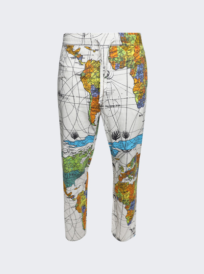 Shop Saint Michael X Dr Woo Pajama World Map Pants In White