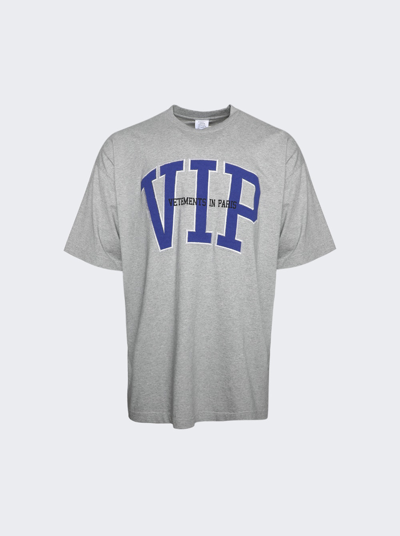 Shop Vetements Vip Logo T-shirt In Grey Melange