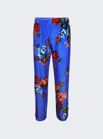Shop Vetements Velvet Flower Lounge Pants In Blue