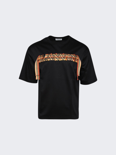 Shop Lanvin Curb Embroidered T-shirt In Black And Orange