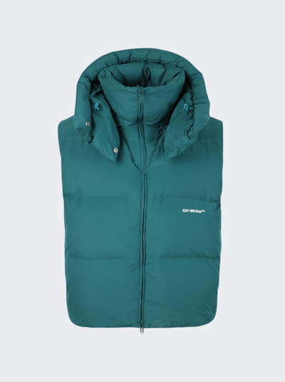 Shop Off-white Bounce Hooded Down Vest Irish Green