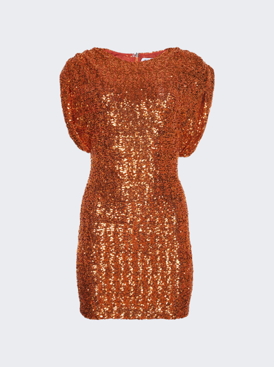 Shop Attico Annie Mini Dress In Orange