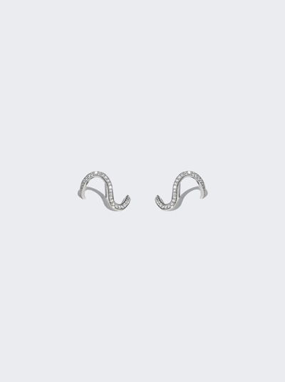 Shop Katkim Trace Pavé Earring, Right In 18k White Gold