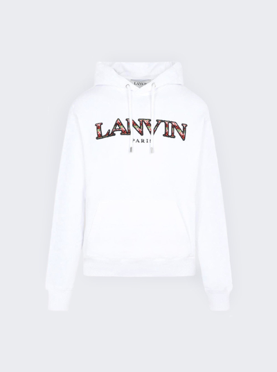 Shop Lanvin Curb Long Fleece Hoodie In Optic White And Green