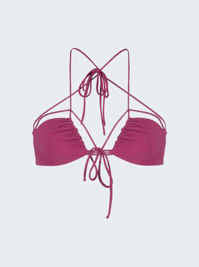 Shop Nensi Dojaka Gathered Bikini Top In Peonia Pink