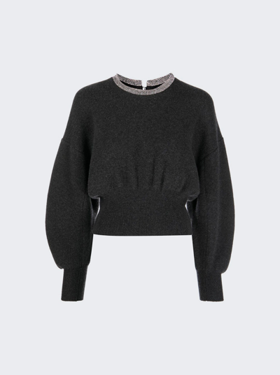 Shop Alexander Wang Crystal Trim Pullover In Charcoal