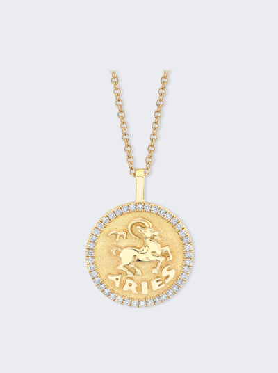 Shop Anita Ko Aries Zodiac Coin Pendant With Diamond Frame