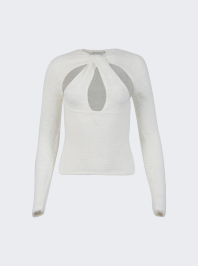 Shop Coperni Twisted Cut-out Knit Top In White
