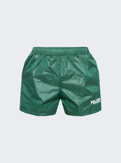 Shop Vetements Polizei Swim Shorts In Police Green