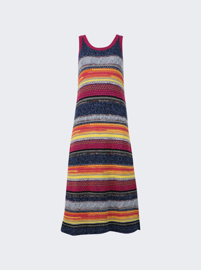 Shop Chloé Striped Knitted Midi Dress In Multicolor