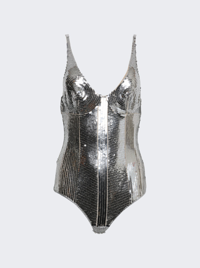 Shop Paco Rabanne Metallic Bodysuit In Nude