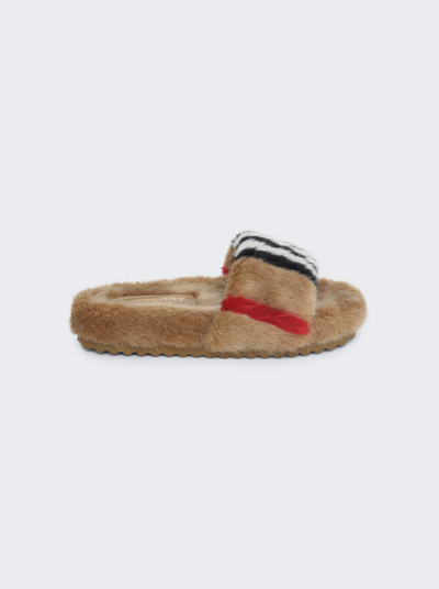 Shop Burberry Classic Flat Sandal In Archive Beige