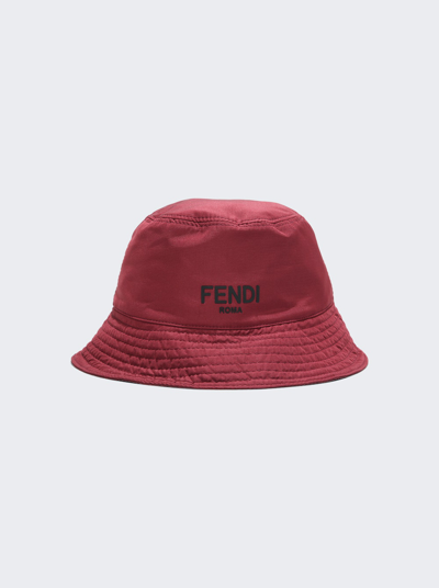 Shop Fendi Logo Bucket Hat Burgundy