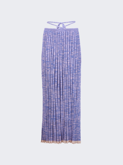 Shop Christopher Esber Pleated Knit Tie Skirt In Lilac Marle