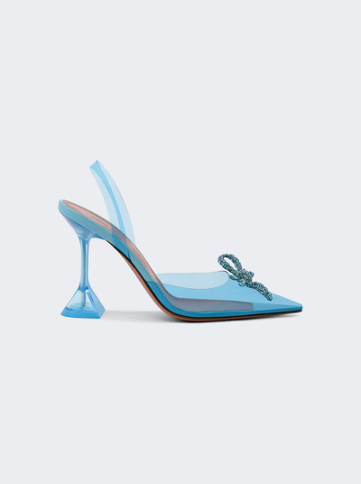 Shop Amina Muaddi Rosie Glass Sandal In Aqua Blue