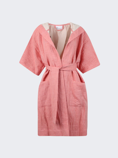 Shop Lisa Marie Fernandez Hooded Dressing Gown Short In Salmon Pink