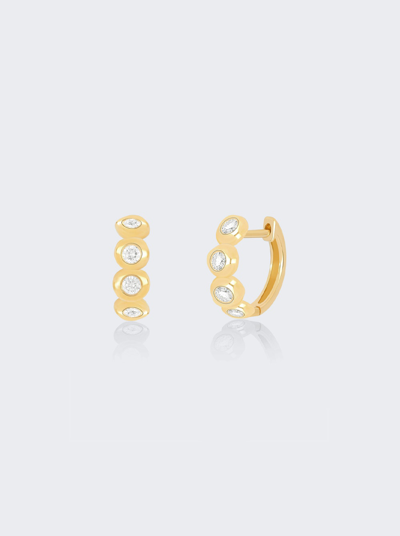 Shop Ef Collection Diamond Pillow Huggie Earring In 14k Yellow Gold