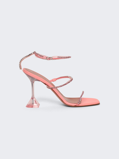 Shop Amina Muaddi Gilda Crystal-embellished Pvc Sandals In Baby Pink And Light Rose Crystals