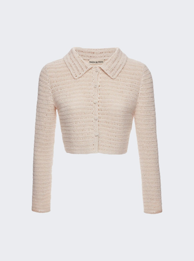 Shop Magda Butrym Crochet Knit Top In Cream
