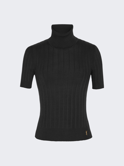 Shop Saint Laurent Short Sleeve Turtleneck Sweater Black