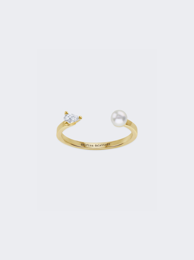 Shop Delfina Delettrez Domino Pearls Dots Ring In Yellow Gold