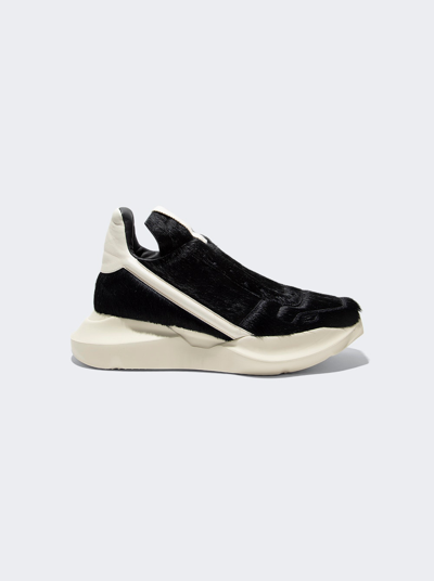 Shop Rick Owens Geo Geth Runner Sneakers In Black And Milk White