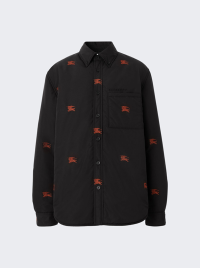 Burberry Logo Embroidered Overshirt In Black