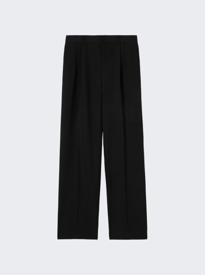 Burberry Wide Leg Tailored Wool Trousers In Black