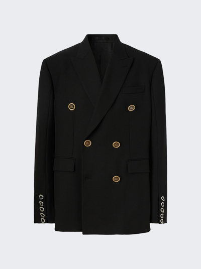 Shop Burberry Ekd Button Detail Tailored Jacket In Black