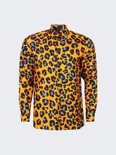 Shop Versace Leopard Print Shirt In Orange