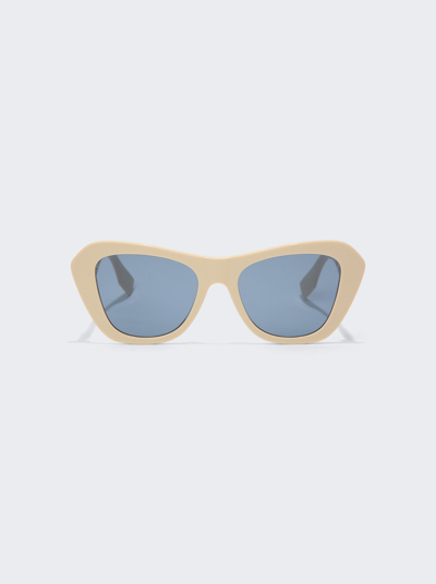 Shop Fendi Cat Eye Sunglasses In Ivory And Blue