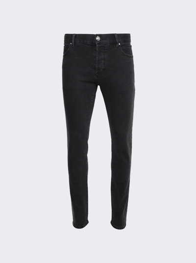 Balmain Slim Cut Cotton Jeans In Black