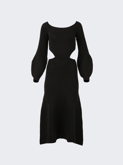 Shop Chloé Recycled Cashmere Off-shoulder Dress In Black