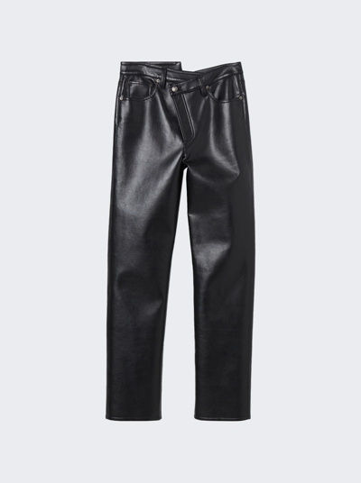 Shop Agolde Recycled Leather Criss Cross Pants Detox Black