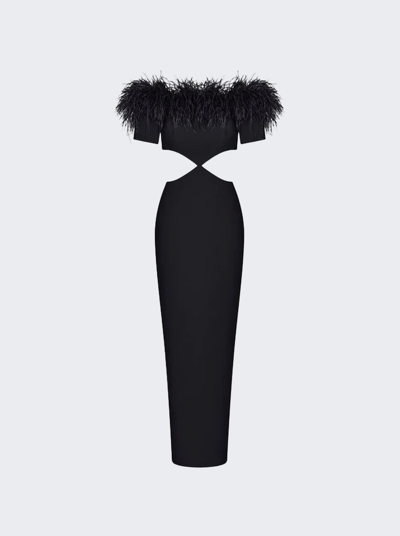 Shop Rasario Fringe Crepe Cut-out Maxi Dress In Black
