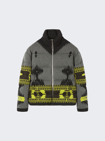 Shop Alanui Icon Jacquard Puffer Jacket In Dark Grey