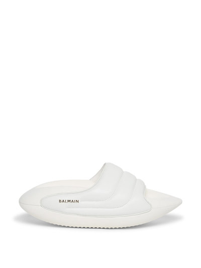 Shop Balmain B-it Puffy Quilted Leather Sandal In Blanc White
