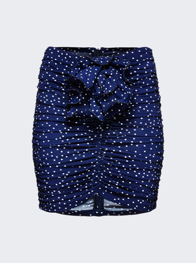 Shop Magda Butrym Flower Ruched Mini Skirt In Navy Blue