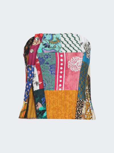 Shop Marques' Almeida Patchwork Corset Top In Multicolor