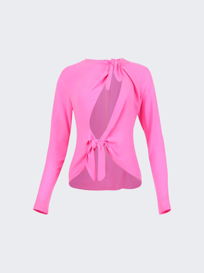 Shop Attico Zelda Blouse In Neon Fuchsia Pink