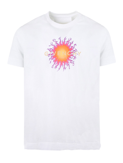 Shop Givenchy Classic Fit Flame Print T-shirt White