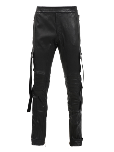 Shop Balmain Strapped Leather Cargo Pants
